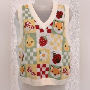 Thorn & Fable Cottagecore Knit Sweater Vest Fox Strawberry
Mushroom Size M